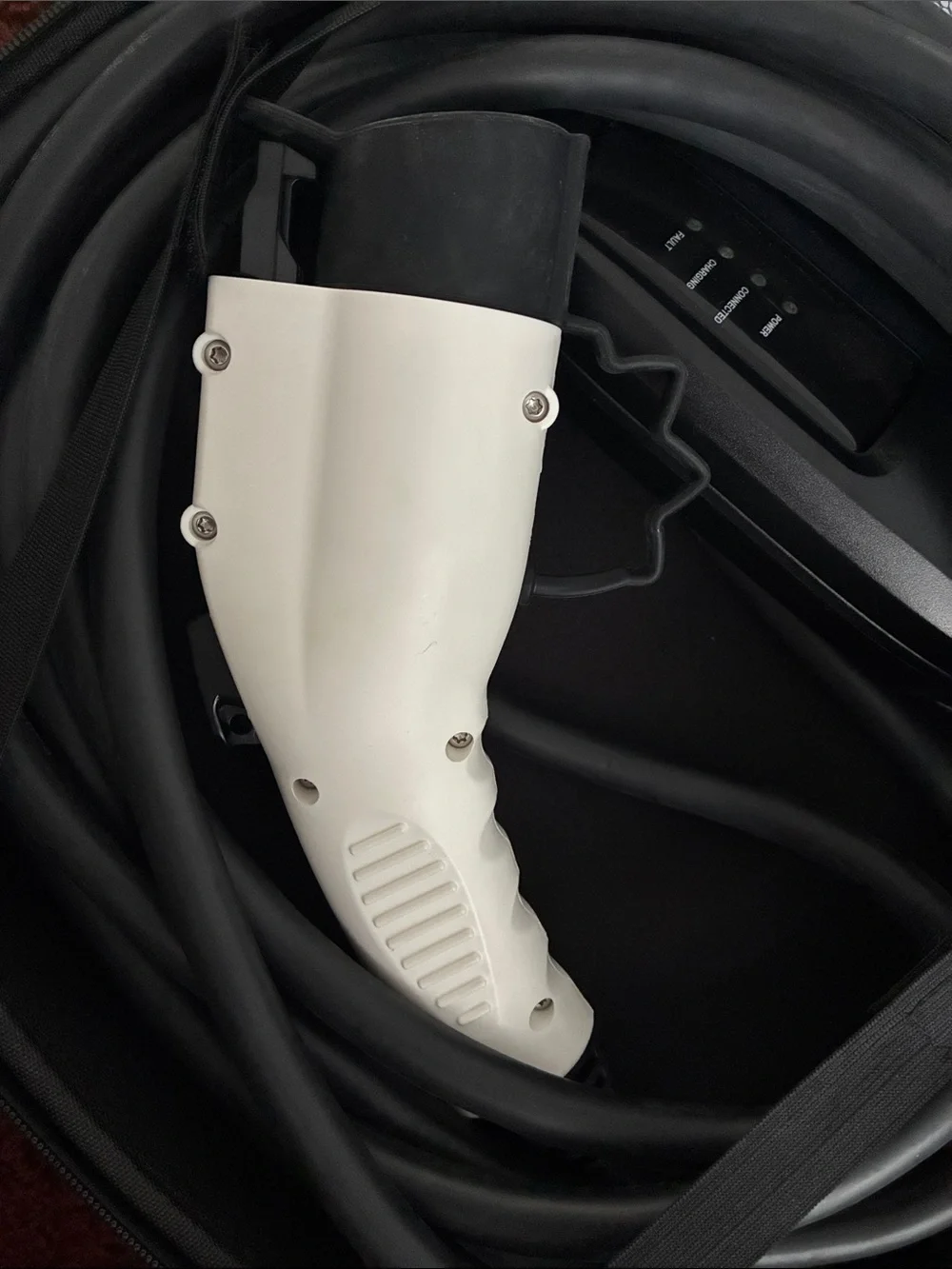 White EV Charging Cable and Connector for Electric Vehicles